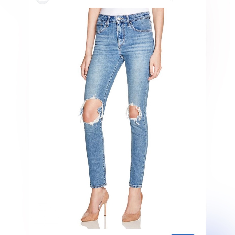 Levi's 721 Ripped High Waist Skinny Jeans In Rugged Indigo